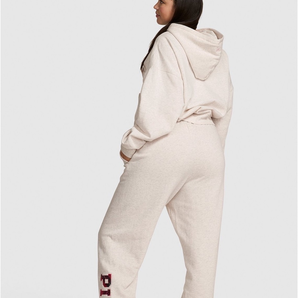 PINK LoveShackFancy Cream Drawstring Joggers with Pink Lettering - Picture 3 of 9
